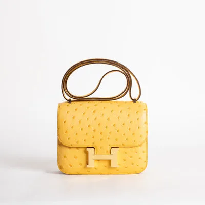 CONSTANCE 18 (MINI) OSTRICH LEATHER JAUNE AMBRE WITH GOLD HARDWARE (GHW) - 1