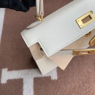 MINI KELLY II (20) CHEVRE LEATHER BLANC (WHITE) WITH GOLD HARDWARE (GHW) - 3