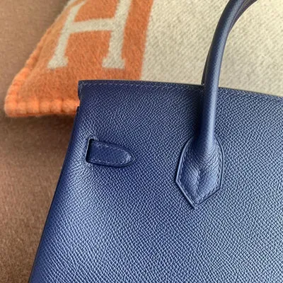 BIRKIN 25 EPSOM LEATHER BLUE SAPPHIRE WITH GOLD HARDWARE (GHW) - 4