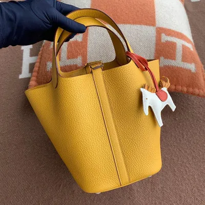 PICOTIN 18 LOCK CLEMENCE LEATHER JAUNE AMBER WITH GOLD HARDWARE (GHW) - 1