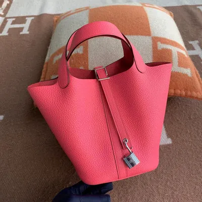 PICOTIN 18 LOCK CLEMENCE LEATHER ROSE AZALEE WITH PALLADIUM HARDWARE (PHW) - 1