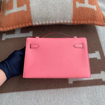KELLY POCHETTE SWIFT LEATHER ROSE D'ETE WITH PALLADIUM HARDWARE (PHW) - 2