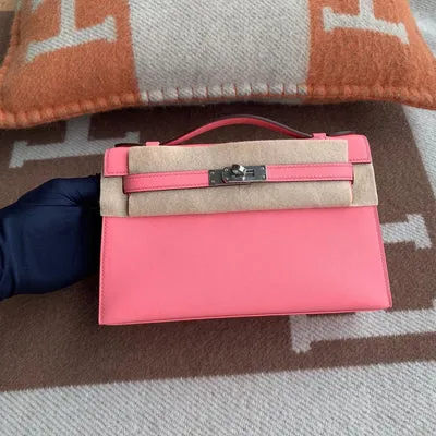 KELLY POCHETTE SWIFT LEATHER ROSE D'ETE WITH PALLADIUM HARDWARE (PHW) - 1