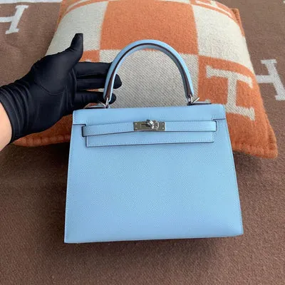KELLY 25 EPSOM LEATHER HAAS BLEU BRUME WITH PALLADIUM HARDWARE (PHW) - 1