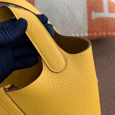 PICOTIN 18 LOCK CLEMENCE LEATHER JAUNE AMBER WITH GOLD HARDWARE (GHW) - 4