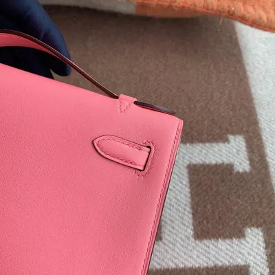 KELLY POCHETTE SWIFT LEATHER ROSE D'ETE WITH PALLADIUM HARDWARE (PHW) - 5