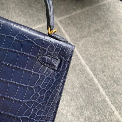MINI KELLY II (20) MATTE MISSISSIPPIENSIS ALLIGATOR BLEU NUIT WITH GOLD HARDWARE (GHW) - 3