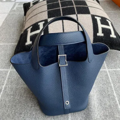 PICOTIN 18 LOCK CLEMENCE LEATHER DEEP BLUE WITH PALLADIUM HARDWARE (PHW) - 1