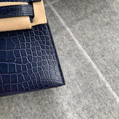 MINI KELLY II (20) MATTE MISSISSIPPIENSIS ALLIGATOR BLEU NUIT WITH GOLD HARDWARE (GHW) - 4