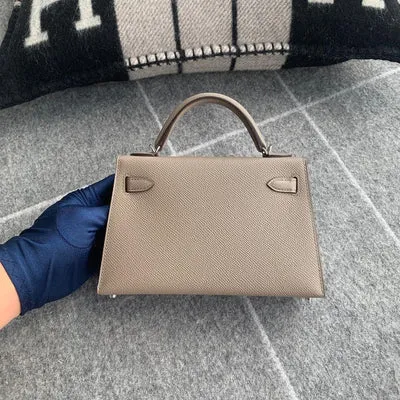 MINI KELLY II (20) EPSOM LEATHER GRIS ASPHALTE WITH PALLADIUM HARDWARE (PHW) - 2