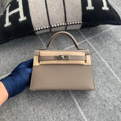 MINI KELLY II (20) EPSOM LEATHER GRIS ASPHALTE WITH PALLADIUM HARDWARE (PHW) - 1