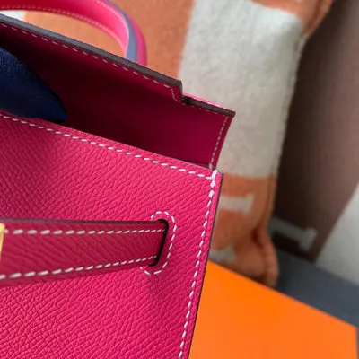 KELLY 25 EPSOM LEATHER ROSE TYRIEN WITH GOLD HARDWARE (GHW) - 3