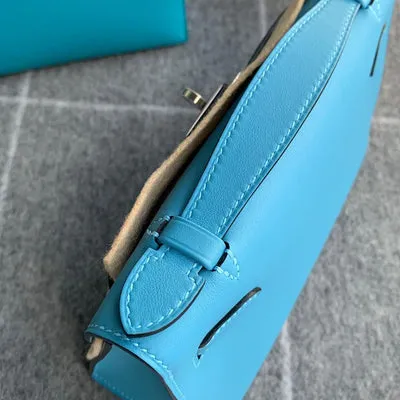 KELLY POCHETTE SWIFT LEATHER BLEU DU NORD WITH PALLADIUM HARDWARE (PHW) - 4