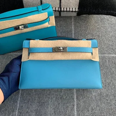 KELLY POCHETTE SWIFT LEATHER BLEU DU NORD WITH PALLADIUM HARDWARE (PHW) - 1