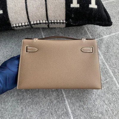 KELLY POCHETTE EPSOM LEATHER ETOUPE WITH GOLD HARDWARE (GHW) - 2