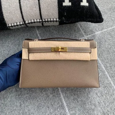 KELLY POCHETTE EPSOM LEATHER ETOUPE WITH GOLD HARDWARE (GHW) - 1