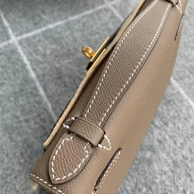 KELLY POCHETTE EPSOM LEATHER ETOUPE WITH GOLD HARDWARE (GHW) - 3