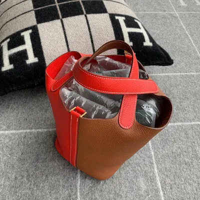 PICOTIN 18 LOCK CLEMENCE LEATHER BI-COLOR ROUGE DE COEUR & GOLD WITH GOLD HARDWARE (GHW) - 3