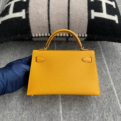 MINI KELLY II (20) EPSOM LEATHER JAUNE AMBRE WITH GOLD HARDWARE (GHW) - 2
