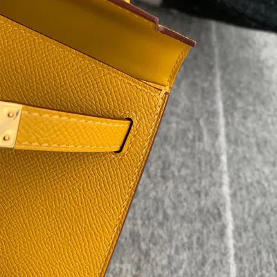 MINI KELLY II (20) EPSOM LEATHER JAUNE AMBRE WITH GOLD HARDWARE (GHW) - 4