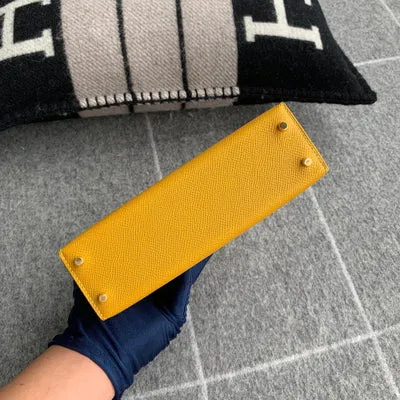 MINI KELLY II (20) EPSOM LEATHER JAUNE AMBRE WITH GOLD HARDWARE (GHW) - 6