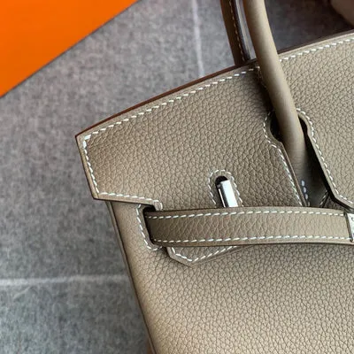 BIRKIN 25 EPSOM LEATHER ETOUPE PALLADIUM HARDWARE (PHW) - 5