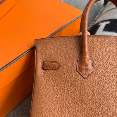 BIRKIN 25 TOUCH MISSISSIPPIENSIS ALLIGATOR LEATHER & TOGO LEATHER GOLD WITH GOLD HARDWARE (GHW) - 4