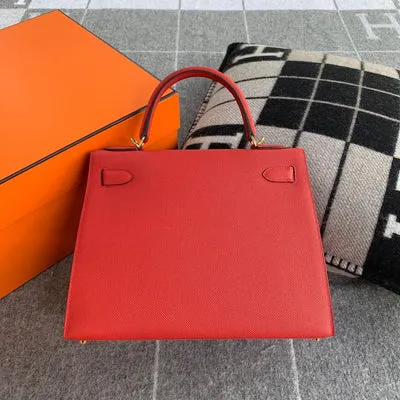 KELLY 28 EPSOM LEATHER ROUGE CASAQUE WITH GOLD HARDWARE (GHW) - 2