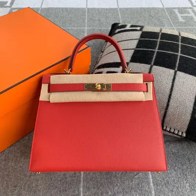 KELLY 28 EPSOM LEATHER ROUGE CASAQUE WITH GOLD HARDWARE (GHW) - 1