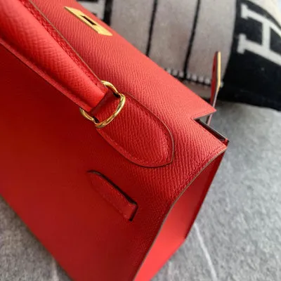 KELLY 28 EPSOM LEATHER ROUGE CASAQUE WITH GOLD HARDWARE (GHW) - 5