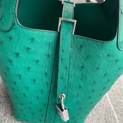PICOTIN 18 LOCK OSTRICH LEATHER VERT VERTIGO WITH PALLADIUM HARDWARE (PHW) - 3