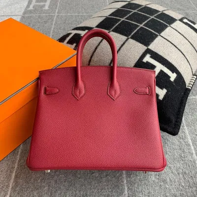 BIRKIN 25 TOGO LEATHER ROUGE GRENAT PALLADIUM HARDWARE (PHW) - 2