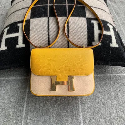 CONSTANCE 18 (MINI) EPSOM LEATHER JAUNE AMBRE WITH GOLD HARDWARE (GHW) - 1