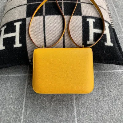 CONSTANCE 18 (MINI) EPSOM LEATHER JAUNE AMBRE WITH GOLD HARDWARE (GHW) - 2