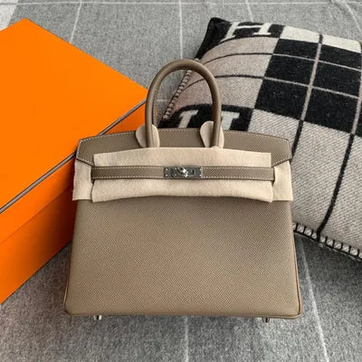 BIRKIN 25 EPSOM LEATHER ETOUPE PALLADIUM HARDWARE (PHW) - 1