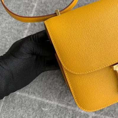 CONSTANCE 18 (MINI) EPSOM LEATHER JAUNE AMBRE WITH GOLD HARDWARE (GHW) - 5