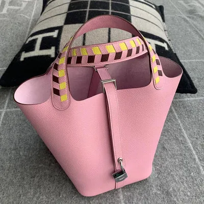 PICOTIN 18 LOCK EPSOM LEATHER TRESSAGE MAUVE SYLVESTRE WITH PALLADIUM HARDWARE (PHW) - 1
