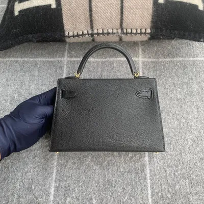 MINI KELLY II (20) CHEVRE LEATHER NOIR (BLACK) WITH GOLD HARDWARE (GHW) - 2