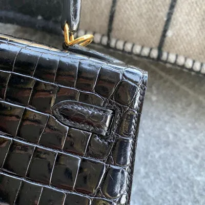 KELLY 25 SHINIY NILOTICUS CROCODILE NOIR (BLACK) WITH GOLD HARDWARE (GHW) - 3