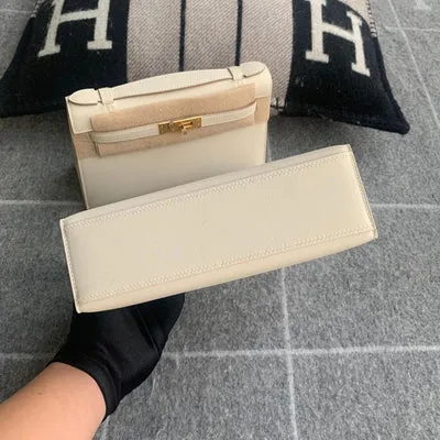 KELLY POCHETTE SWIFT LEATHER CRAIE WITH PALLADIUM HARDWARE (PHW) - 4
