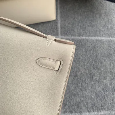 KELLY POCHETTE SWIFT LEATHER CRAIE WITH PALLADIUM HARDWARE (PHW) - 5