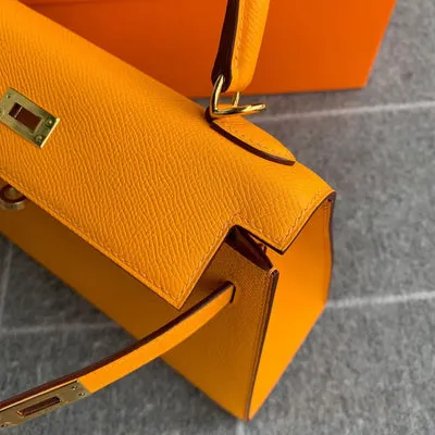 KELLY 25 EPSOM LEATHER SUN YELLOW WITH GOLD HARDWARE (GHW) - 3