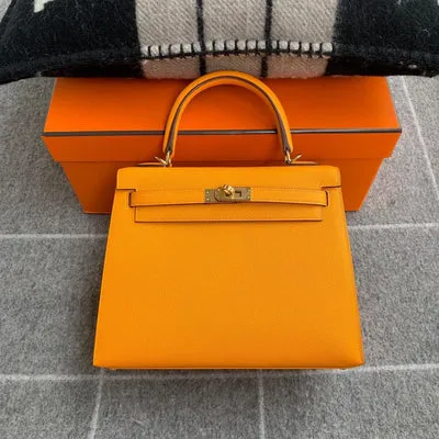 KELLY 25 EPSOM LEATHER SUN YELLOW WITH GOLD HARDWARE (GHW) - 1