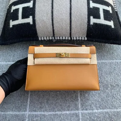 KELLY POCHETTE SWIFT LEATHER SESAME WITH GOLD HARDWARE (GHW) - 1