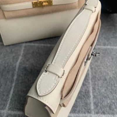 KELLY POCHETTE SWIFT LEATHER CRAIE WITH PALLADIUM HARDWARE (PHW) - 3