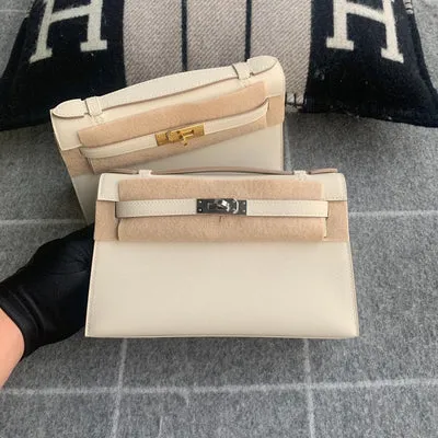 KELLY POCHETTE SWIFT LEATHER CRAIE WITH PALLADIUM HARDWARE (PHW) - 1