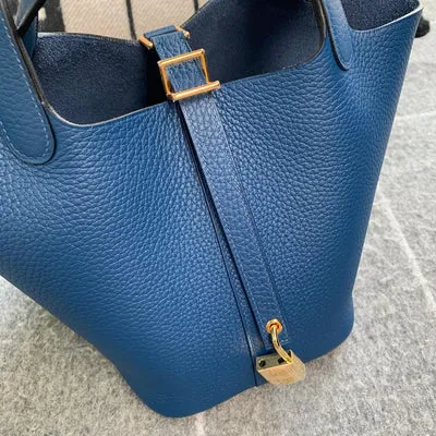 PICOTIN 18 LOCK CLEMENCE LEATHER DEEP BLUE WITH GOLD HARDWARE (GHW) - 4