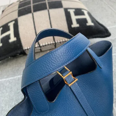 PICOTIN 18 LOCK CLEMENCE LEATHER DEEP BLUE WITH GOLD HARDWARE (GHW) - 5