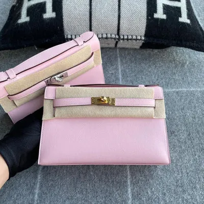KELLY POCHETTE SWIFT LEATHER ROSE SAKURA WITH GOLD HARDWARE (GHW) - 1