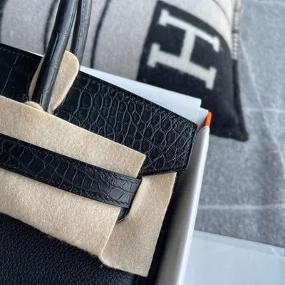 BIRKIN 30 TOUCH MATTE MISSISSIPPIENSIS ALLIGATOR LEATHER & TOGO LEATHER NOIR (BLACK) WITH GOLD HARDWARE (GHW) - 3